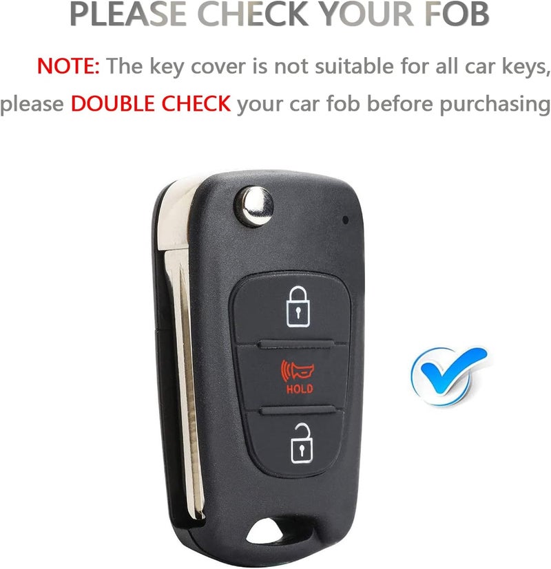 OFFCURVE Key Fob Cover for Kia, Full Protective Car Key Case Holder for Kia Soul Kia Rio Sportage Hyundai Elantra Santa Fe Verna Carens Forte Avante Flip Folding Keyless Entry Car Accessories, White - Image 2