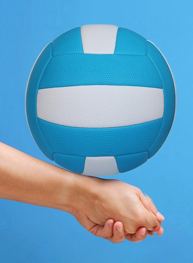 Hanayo كرة طائرة رقم 5 كرة طائرة احترافية رياضية فريق تصميم مقاوم للماء متين للشاطئ والتدريب الداخلي مناسب للاستخدام الداخلي والخارجي (أزرق + أبيض) - Image 2