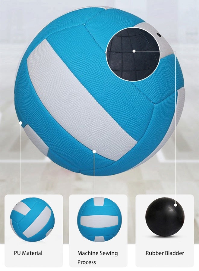 Hanayo كرة طائرة رقم 5 كرة طائرة احترافية رياضية فريق تصميم مقاوم للماء متين للشاطئ والتدريب الداخلي مناسب للاستخدام الداخلي والخارجي (أزرق + أبيض) - Image 5