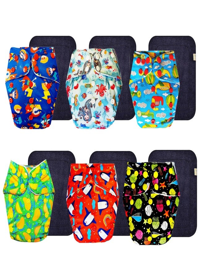 حفاضات قماشية فاخرة من دمبلدو مع حشوة سوداء (عبوة من 6 قطع) | مضادة للحساسية | مانعة للتسرب | سهلة التنظيف | تغيير حفاضات بدون قلق | من 3 أشهر إلى 3 سنوات | للجنسين - Image 1