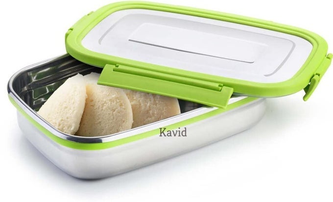 STAINLESS STEEL LUNCH BOX WITH STEEL LID AIR TIGHT SPILL PROOF LID CONTAINER INSULATED TIFFIN BOXLUNCH BOX FOR BOYS AND GIRLS FOR OFFICESCHOOL 800 ML 150 ML MULTICOLOR