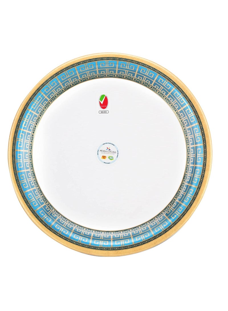 MODA CUCINA طبق دائري صغير من الميلامين باللون الأزرق الرائع 19 سم معتمد من إسمه