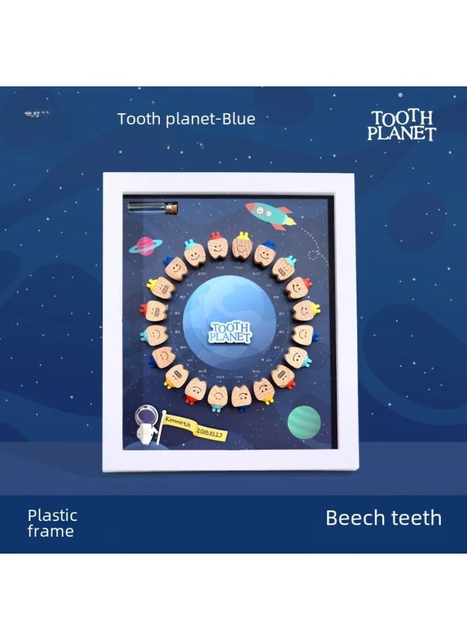 T10 Plastic Frame Toothpick Box Boys Girls Tooth Tissue Storage Memo Box Baby Remembrance Storage Youth Suitable-Color:T10 Plastic Frame Beech Teeth-tooth Planet-boys  - Image 1