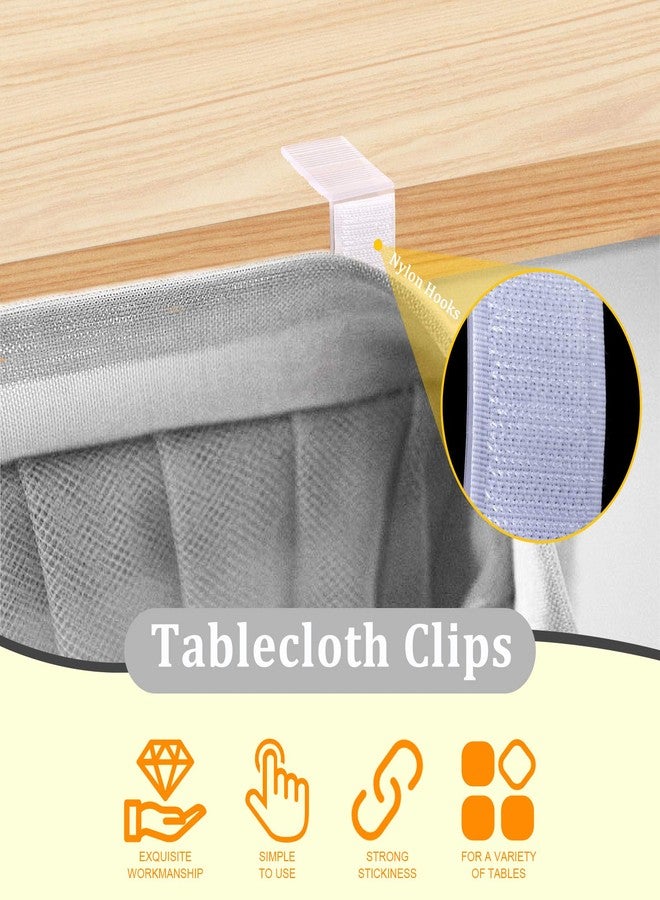 Rustark 30 Pcs Table Skirting Clips, Tablecloth Clips for Table 1 3/5 to 1 4/5 Inches with Hook and Loop Great for Indoor Outdoor Events Wedding Meeting Party Picnic Banquet - Image 2