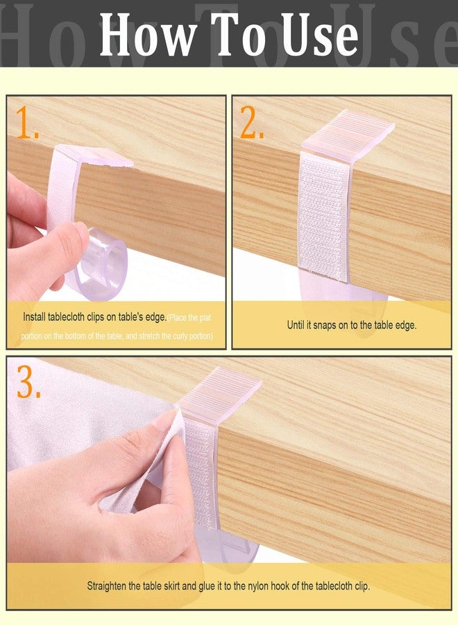 Rustark 30 Pcs Table Skirting Clips, Tablecloth Clips for Table 1 3/5 to 1 4/5 Inches with Hook and Loop Great for Indoor Outdoor Events Wedding Meeting Party Picnic Banquet - Image 5