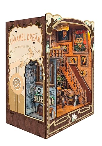 STRUCWOOD Book Nook KitDIY Dollhouse Kit Wooden Miniature Studio with Dust Cover Bookshelf Decor 3D Puzzle Book Nooks for Adults to Build Gift Caramel Dreams - Image 5