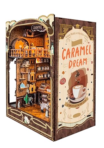 STRUCWOOD Book Nook KitDIY Dollhouse Kit Wooden Miniature Studio with Dust Cover Bookshelf Decor 3D Puzzle Book Nooks for Adults to Build Gift Caramel Dreams - Image 1