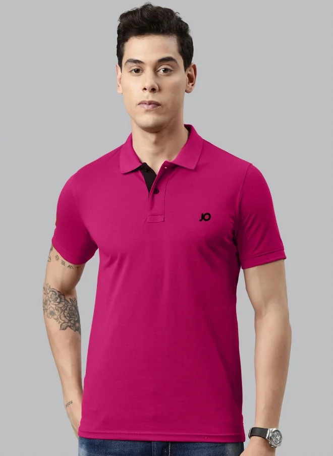 Fuchsia Polo Collar T-Shirt for Men