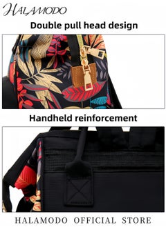 HALAMODO Baby Diaper Bag Large Capacity Backpack Lightweight Multi-Compartments Bag Mummy Bag Fashionable Printed Backpack Water Resistent Backpack with 3 Insulated Bottle Layer for Baby Care  - Image 3