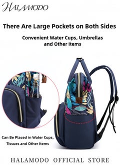 HALAMODO Baby Diaper Bag Large Capacity Backpack Lightweight Multi-Compartments Bag Mummy Bag Fashionable Printed Backpack Water Resistent Backpack with 3 Insulated Bottle Layer for Baby Care  - Image 5