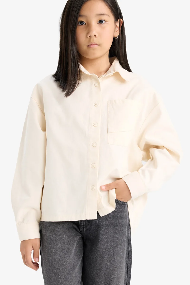 ديفاكتو Girl Oversize Cotton Long Sleeve Shirt
