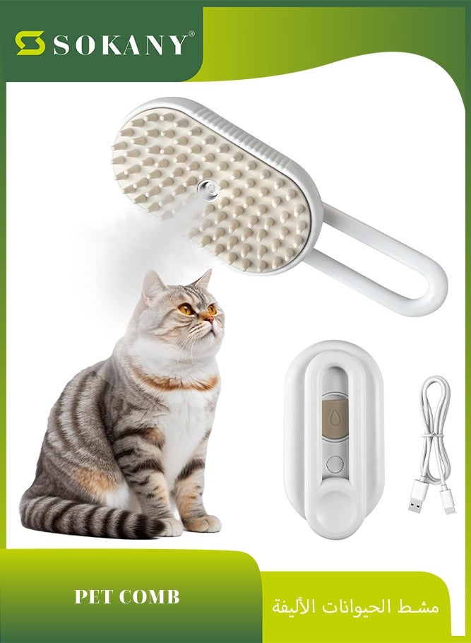 sokany Pet Comb Steamy Cat Brush, Self Cleaning Cat Grooming Brush for Massage, Cat Hair Brush for Removing Tangled and Loosse Hair, Pet Hair Removal Comb for Cat and Dog (White) - Image 1