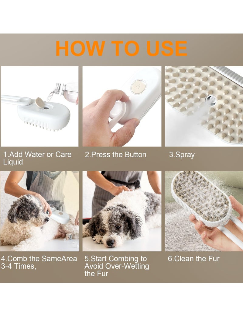 sokany Pet Comb Steamy Cat Brush, Self Cleaning Cat Grooming Brush for Massage, Cat Hair Brush for Removing Tangled and Loosse Hair, Pet Hair Removal Comb for Cat and Dog (White) - Image 3