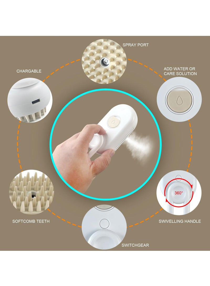 sokany Pet Comb Steamy Cat Brush, Self Cleaning Cat Grooming Brush for Massage, Cat Hair Brush for Removing Tangled and Loosse Hair, Pet Hair Removal Comb for Cat and Dog (White) - Image 4