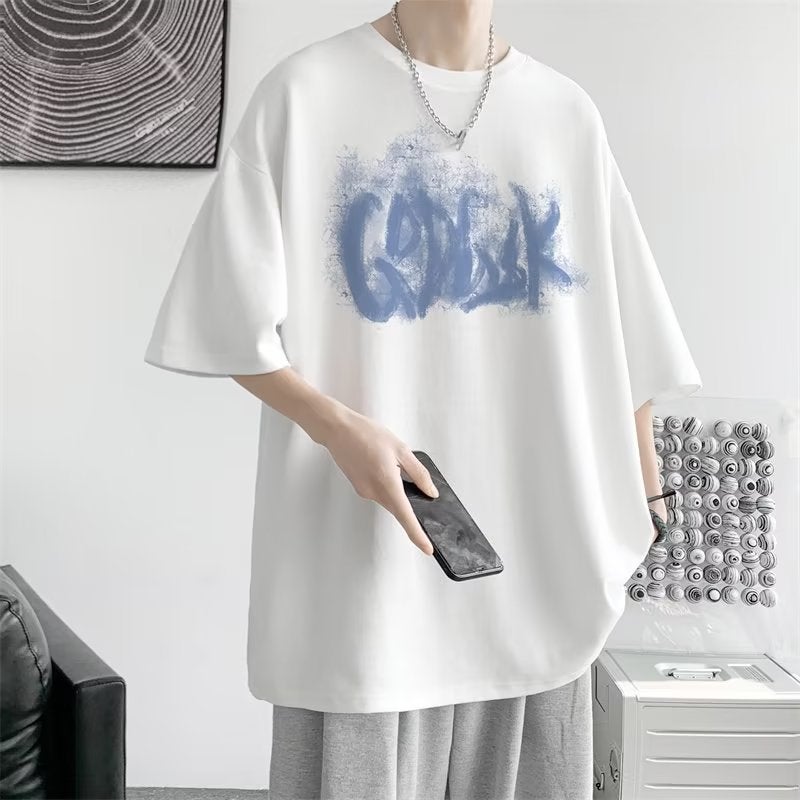 Round Neck Standard Trendy Short-sleeved Men's T-shirt New Printed Summer Youth Popular Lazy Fashion Trendy Brand Trend Simple - Image 2