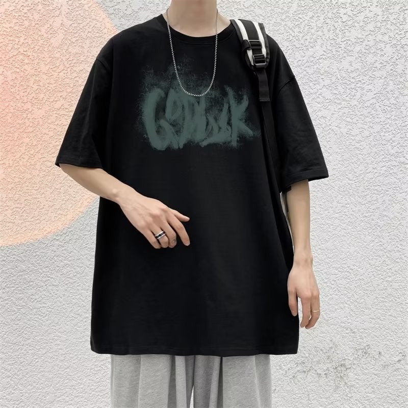 Round Neck Standard Trendy Short-sleeved Men's T-shirt New Printed Summer Youth Popular Lazy Fashion Trendy Brand Trend Simple - Image 3