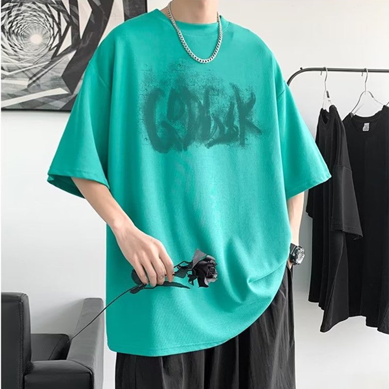 Round Neck Standard Trendy Short-sleeved Men's T-shirt New Printed Summer Youth Popular Lazy Fashion Trendy Brand Trend Simple - Image 5