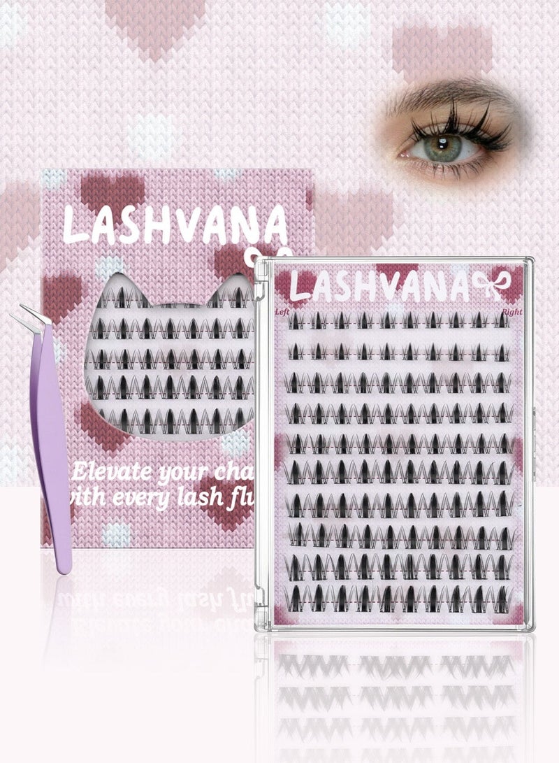 lashvana 100pcs Self Adhesive False Eyelashes Clusters Kit,10 Rows Comic-style single-cluster Self Adhesive DIY Cluster Kit With Tweezers For Beginners, Press On Glueless Individual Lashes DIY Eyelashes. - Image 3