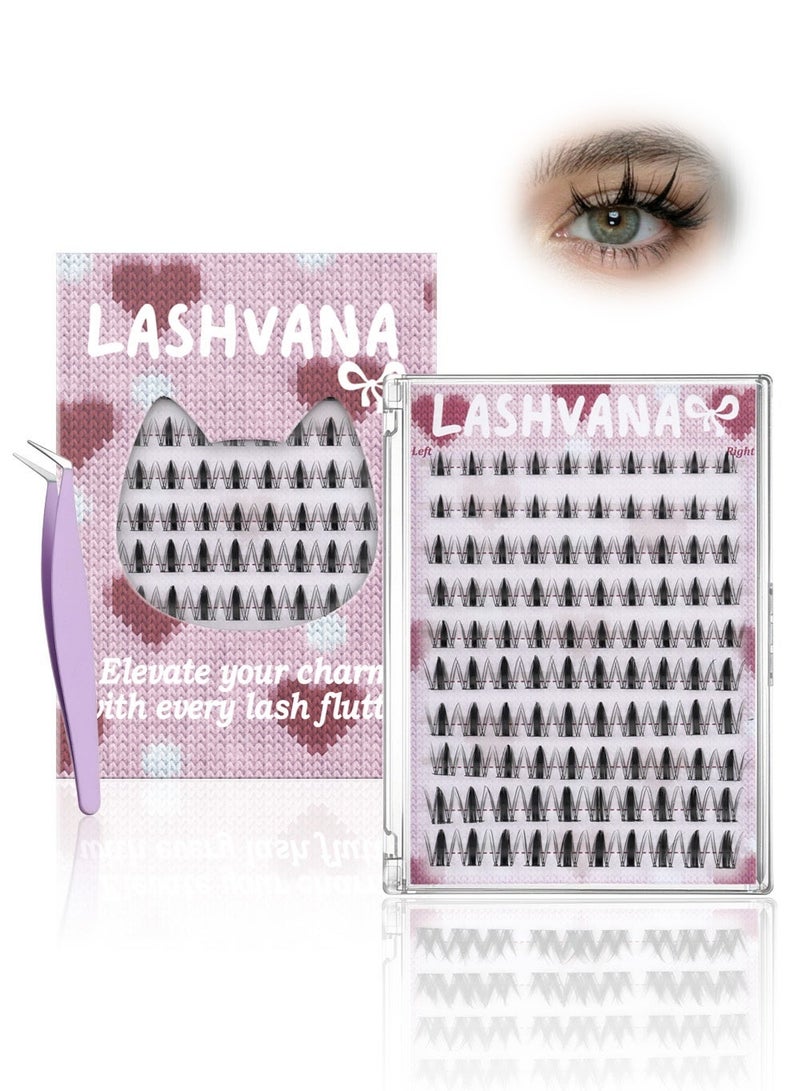lashvana 100pcs Self Adhesive False Eyelashes Clusters Kit,10 Rows Comic-style single-cluster Self Adhesive DIY Cluster Kit With Tweezers For Beginners, Press On Glueless Individual Lashes DIY Eyelashes. - Image 2