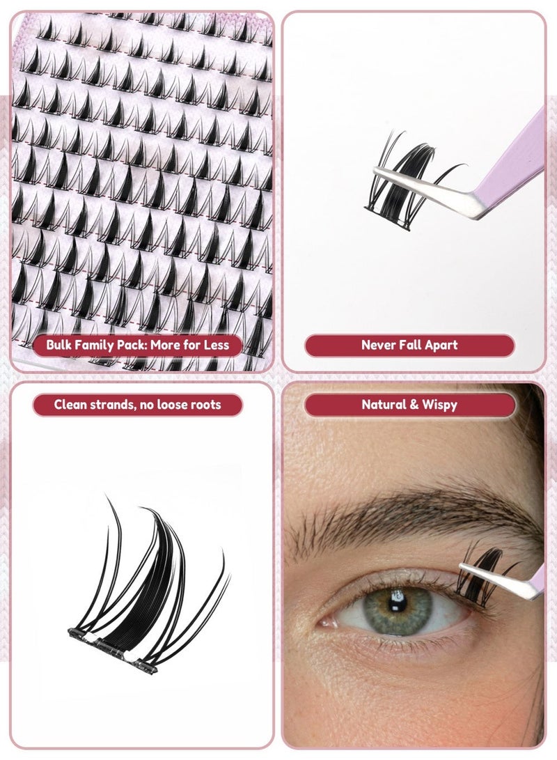 lashvana 100pcs Self Adhesive False Eyelashes Clusters Kit,10 Rows Comic-style single-cluster Self Adhesive DIY Cluster Kit With Tweezers For Beginners, Press On Glueless Individual Lashes DIY Eyelashes. - Image 5