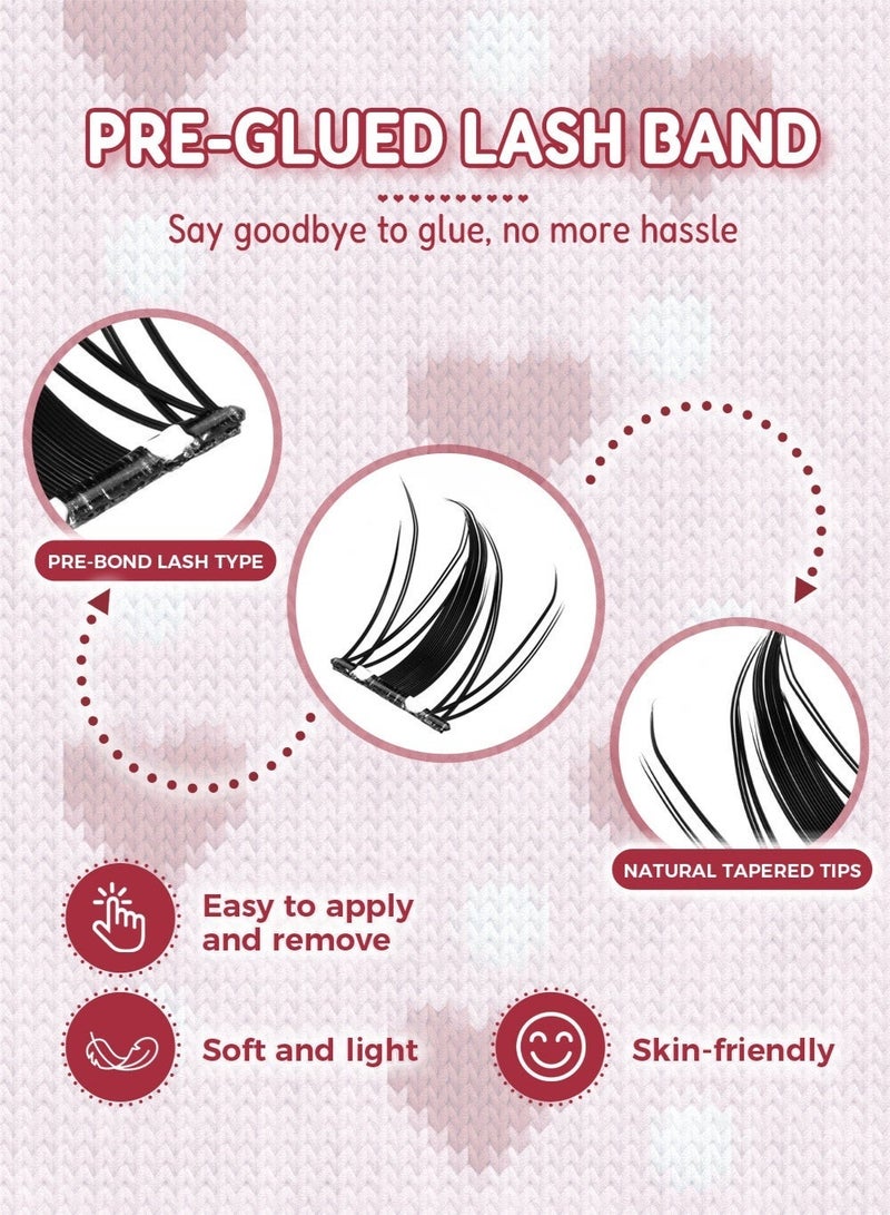 lashvana 100pcs Self Adhesive False Eyelashes Clusters Kit,10 Rows Comic-style single-cluster Self Adhesive DIY Cluster Kit With Tweezers For Beginners, Press On Glueless Individual Lashes DIY Eyelashes. - Image 5