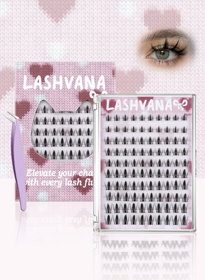 lashvana 100pcs Self Adhesive False Eyelashes Clusters Kit,10 Rows Comic-style single-cluster Self Adhesive DIY Cluster Kit With Tweezers For Beginners, Press On Glueless Individual Lashes DIY Eyelashes. - Image 4