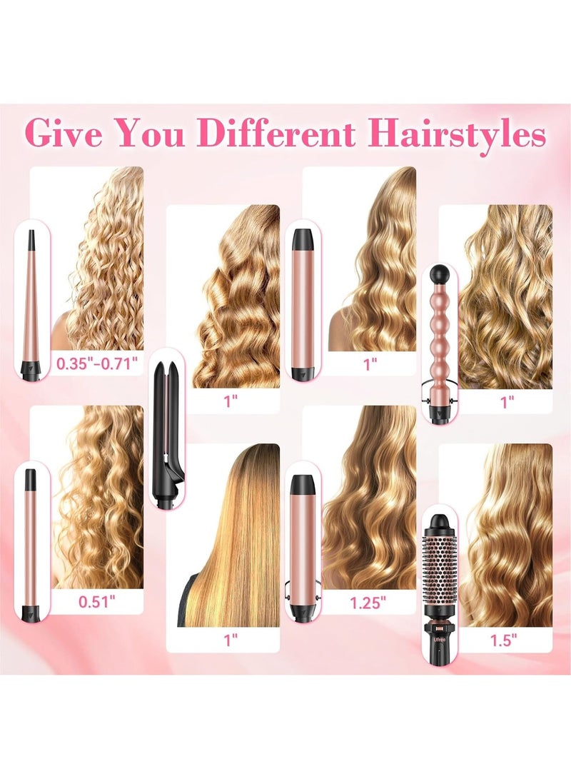 Ufree 7-in-1 Curling Iron Set with Interchangeable Ceramic Barrels, Curling Wand Set with Thermal Brush, Hair Straightener and Wand Curling Iron, Versatile Styling Hair Curlers Set, Gifts for Women - Image 2