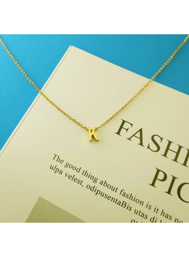 Julia Store Dainty Initial Necklaces for Women 18K Gold Plated Stainless Steel Trendy Letter Necklace Personalized Initial Love Pendant Necklace Tiny Letter Name Necklaces Gift for Teen Girls - Letter (K) - Image 1