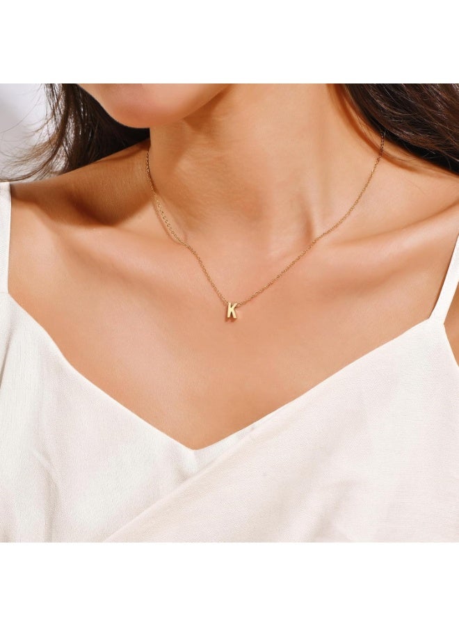 Julia Store Dainty Initial Necklaces for Women 18K Gold Plated Stainless Steel Trendy Letter Necklace Personalized Initial Love Pendant Necklace Tiny Letter Name Necklaces Gift for Teen Girls - Letter (K) - Image 3