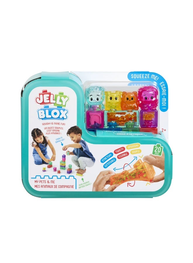 Jelly Blox حيواناتي وأنا، 20 قطعة بناء مع 2 حيوانات و2 شخصيات، مجموعة إبداعية للأطفال من عمر 2 سنوات فما فوق - Image 1