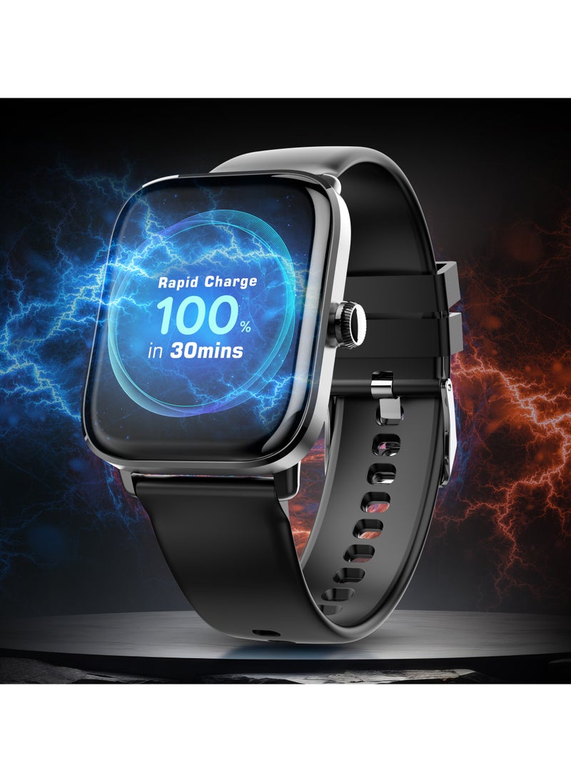 Pebble Ultra Rapid Smart Watch for Men and Women, 1.83" HD Display, Fastest Charging, Premium Metal Build, Unisex Design, Bluetooth Calling, Health Suite, Lightweight, Fast Pairing, Jet Black  - Image 2