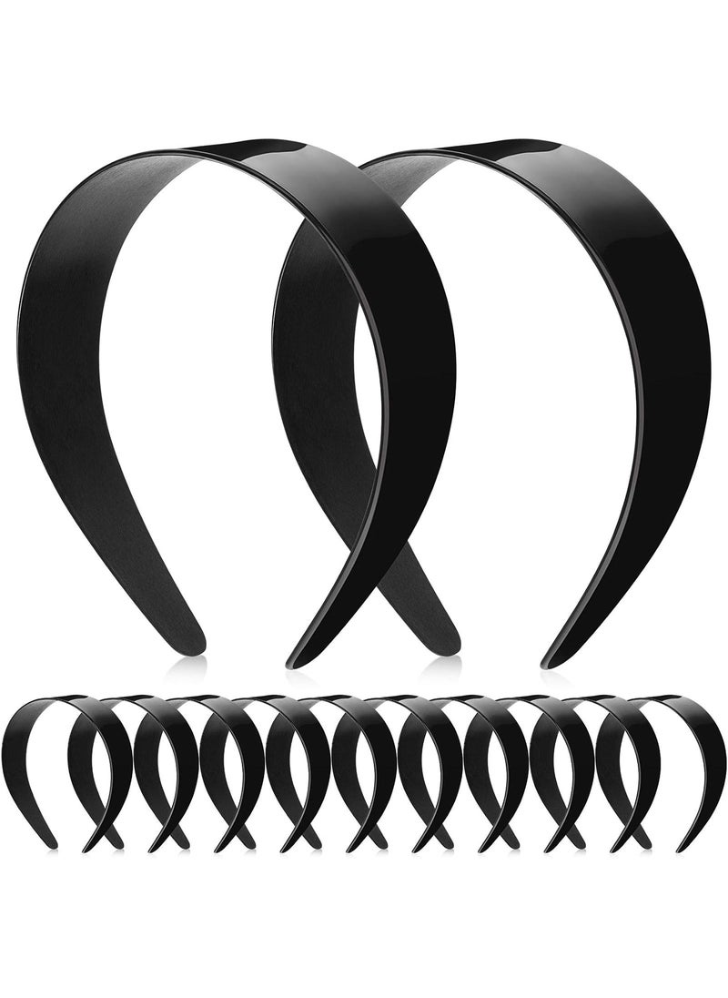 Chuangdi Chuangdi 12 Pieces Plastic Headbands Wide Hard Plain Craft Headband Plastic Hairband for DIY Hair Accessories Women2 InchBlack 