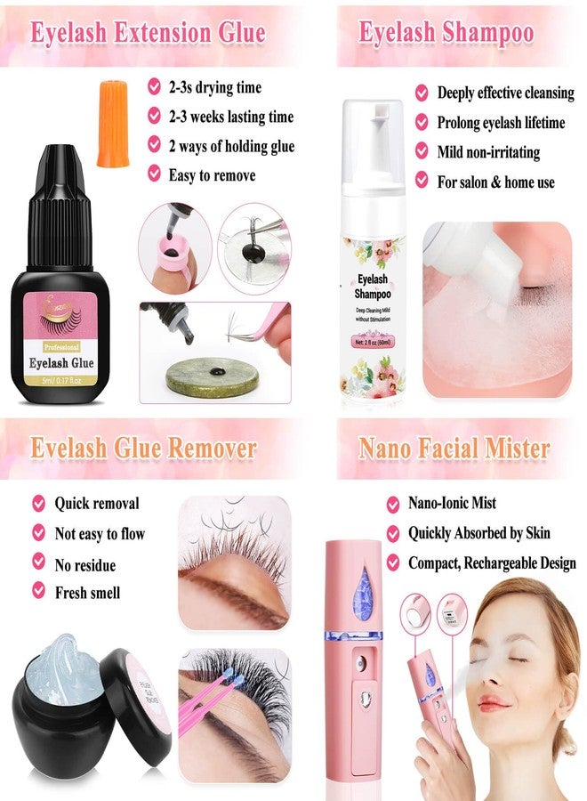 Tetutor Lash Kits Extensions Kit for Beginners, Eyelash Lash Extension Kit for Beginners with Lash Mannequin Head, Lash Extension Practice Kit Starter Kit with Everything USB Fan, Lash Glue, Shampoo - Image 4