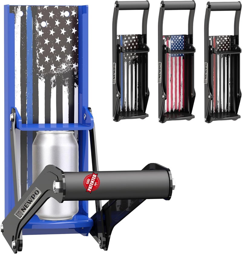 NEWPO Manual Can Crusher Wall Mounted, Beer Can Crusher for Recycling 8oz-16oz Beer Soda Cans,Can Smasher for Recycling Aluminum Seltzer, Bottles, Gadgets for Home - American Flag - Image 1