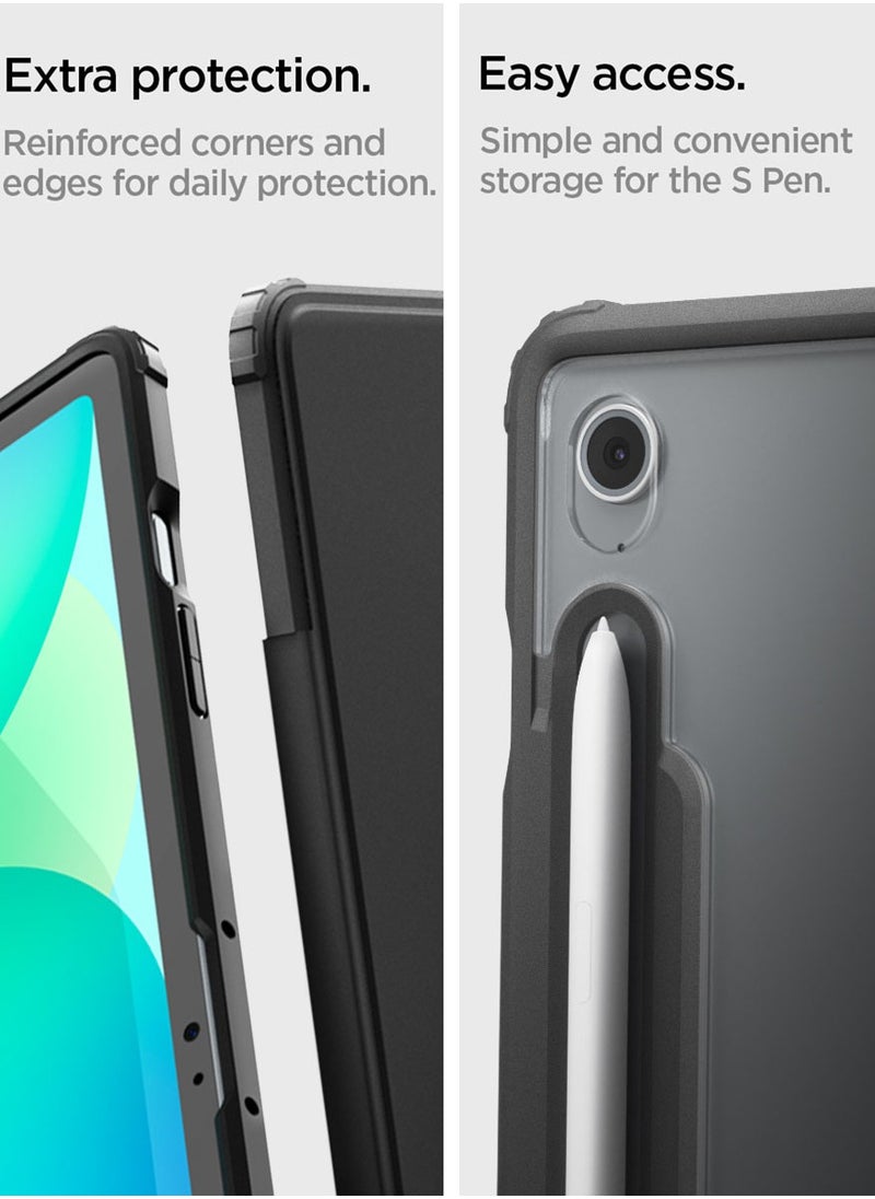 Spigen - Ultra Hybrid Pro for Samsung Galaxy Tab S10 FE+ Case 13.1 inch (2025) Tri-Fold Cover Clear Back with S Pen Holder [Tab S10 FE PLUS] - Black - Image 1