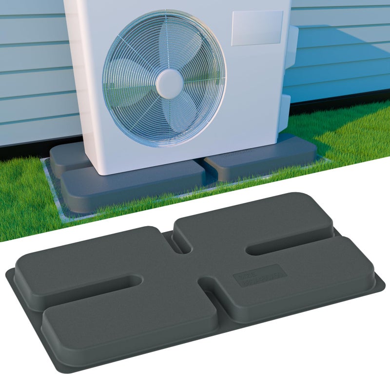 Toutgood Mini Split Pad for Condenser Ground Base for Air Conditioner Outdoor Condenser Units Plastic Equipment Pad for Ductless Minisplit Heat Pump Systems HAVC Gray 346 x 181 x 2