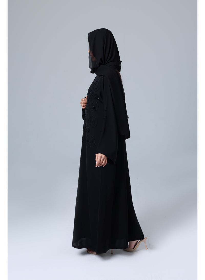 اكسا عباية فخمة تصميم دوائر مطرزة - Image 3