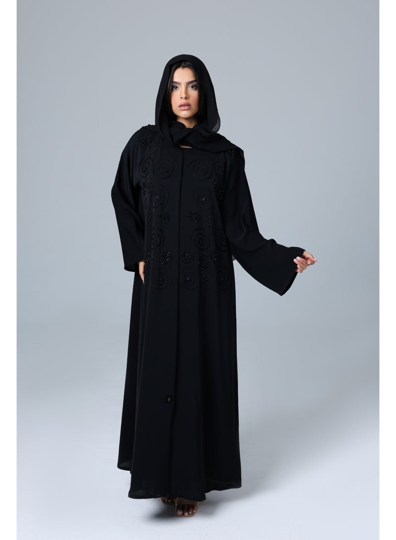 اكسا عباية فخمة تصميم دوائر مطرزة - Image 1