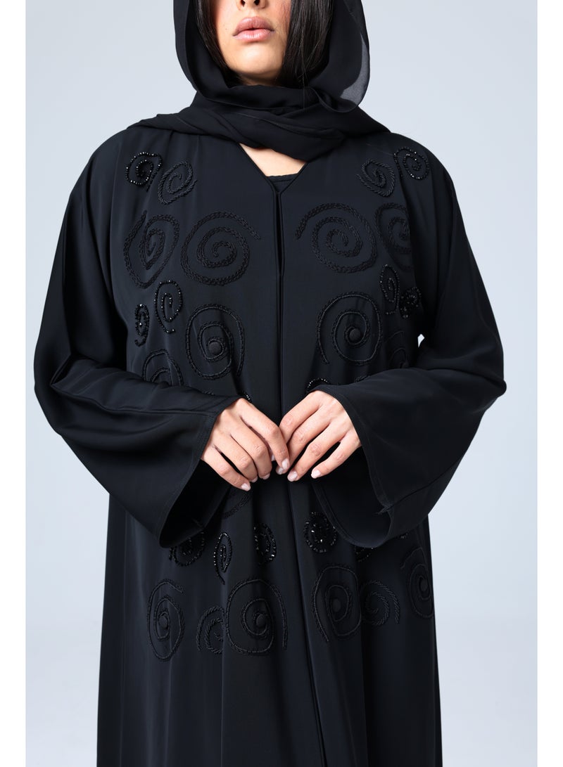 اكسا عباية فخمة تصميم دوائر مطرزة - Image 2