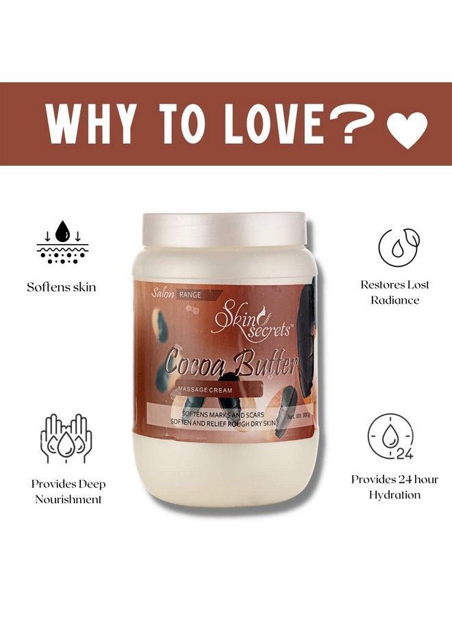 Skin Secrets Cocoa Butter Massage Cream With Cocoa Powder; Paraben Free Creulty Free & Vegan (800Gm) - Image 4