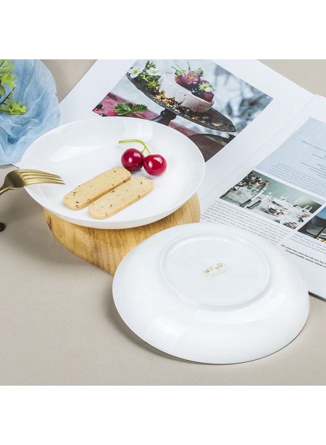 Sky Top Ceramic Plate Bone China Dish Deep Dish Pure White Dinner Plate Home Hotel Tableware Set 7.5 Inch Rice Plate 4 Pieces - Image 3