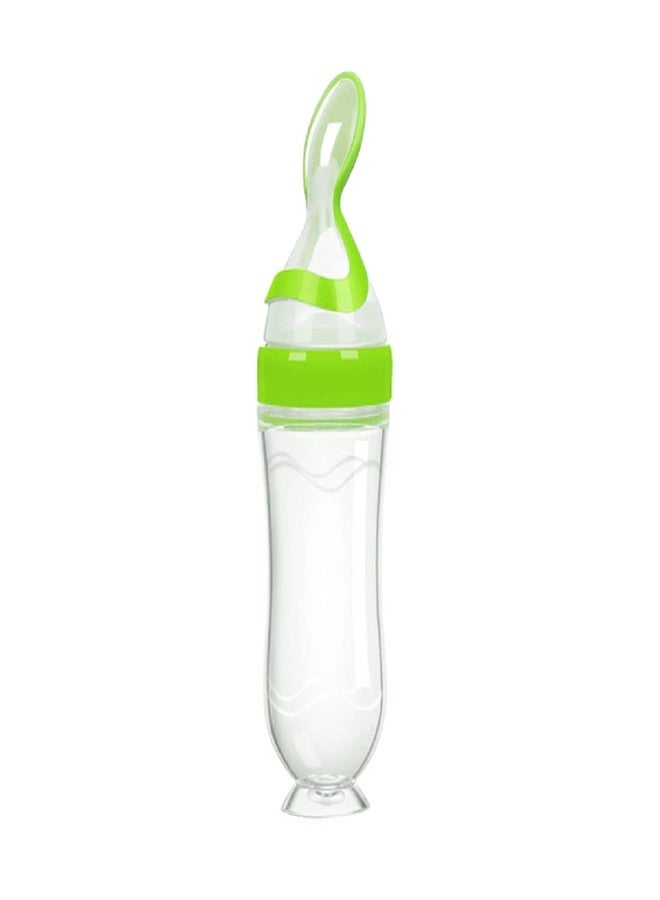 Alya The Cheeky Kidzz Baby Infant Squeezy Food Grade Silicone Spoon Bottle Feeder for Feeding Solid and Semi Solid Food Ceralac Feeder Baby Bottle(PO2,Blue) (Green,Green, Pack of 2) - Image 2