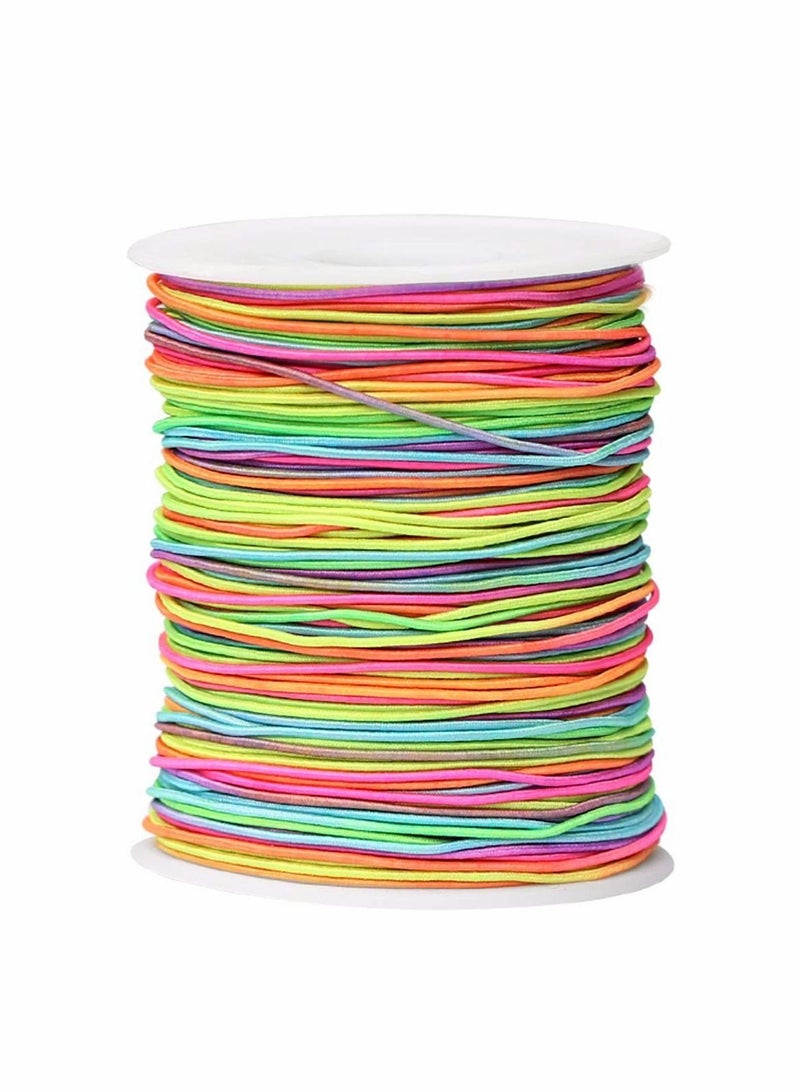 1mm Rainbow Elastic Cord Beading Threads, Stretch String Fabric Crafting for DIY Bracelets, Jewelry Making, 100m a Roll  - Image 1