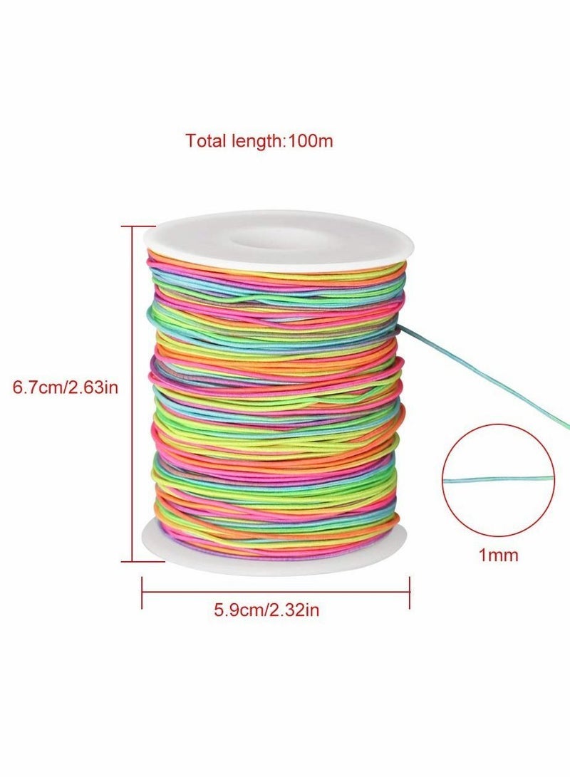 1mm Rainbow Elastic Cord Beading Threads, Stretch String Fabric Crafting for DIY Bracelets, Jewelry Making, 100m a Roll  - Image 5