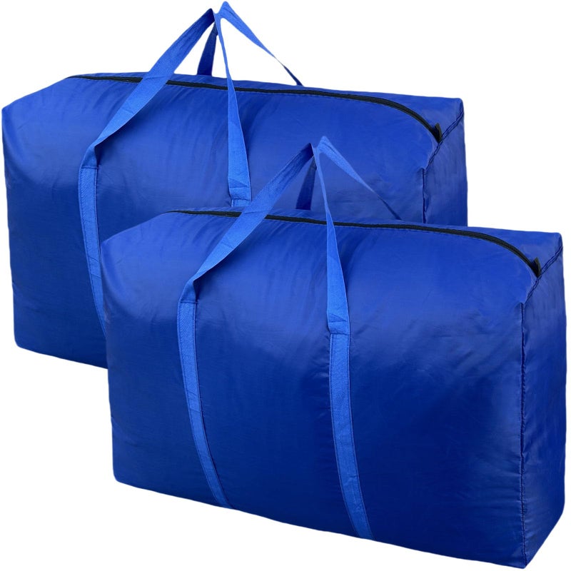 100L Extra Large Storage Bags Big Moving Bags with Strong Zippers Carrying Handles Packing Bags for Moving Storage Travel and Camping Storage Totes For Space Saving Blue 2 Pack