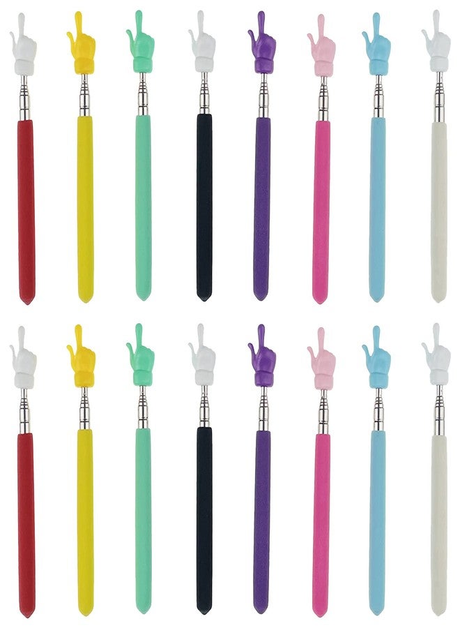 Miokun 16 Pieces Telescopic Teacher Pointer Finger Pointer Stick for Teachers Coach Presenter, Extends to 21.7 Inches (8 Colors) - Image 1