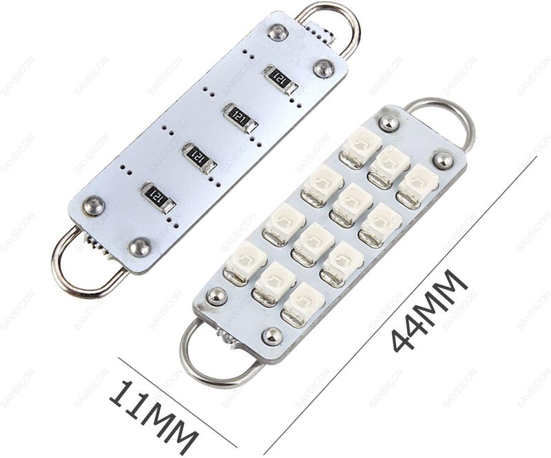 SAWE 44mm 12-SMD 3528 Festoon LED Bulbs For Car Side Door Courtesy Rigid Loop 1.73" LED Light Bulbs 561 562 567 (4 pieces) (Pink/Purple) - Image 2