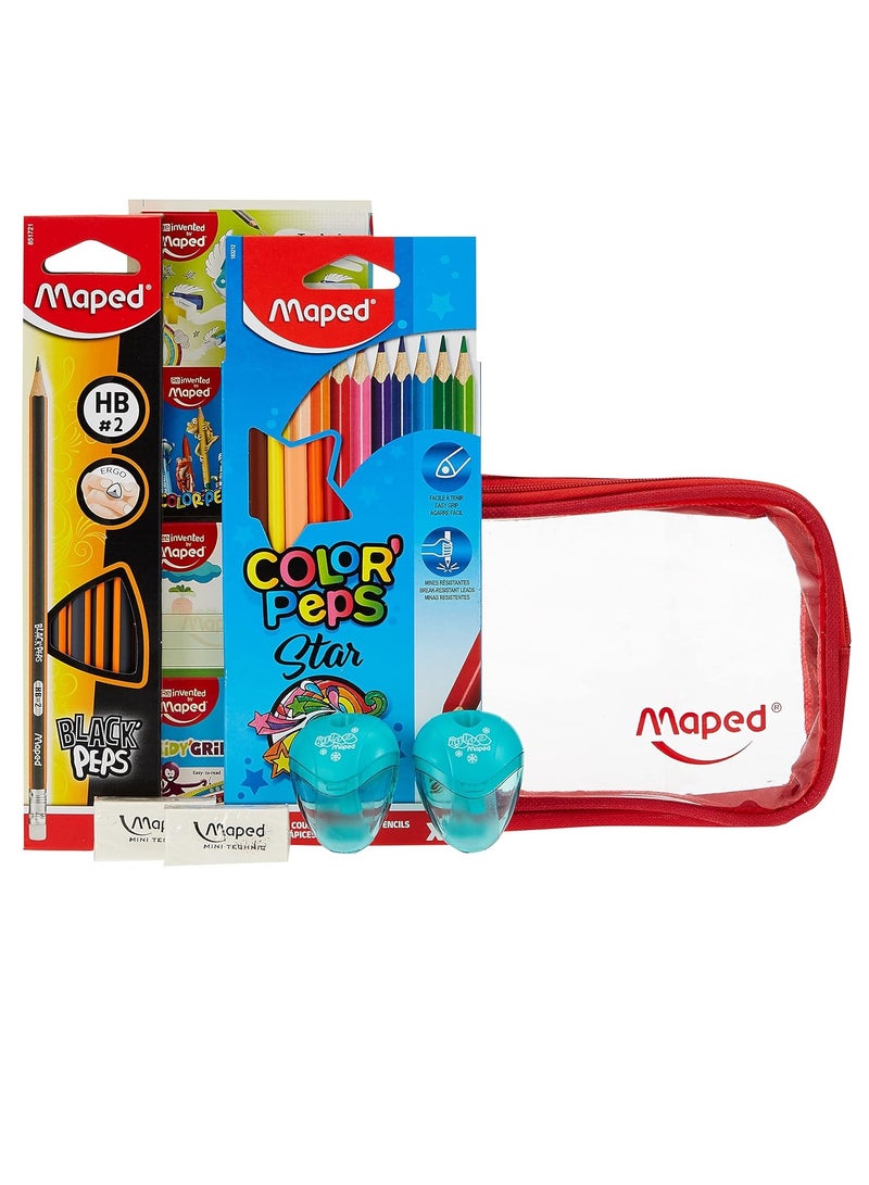 Maped مجموعة أدوات مكتبية مدرسية مكونة من 28 قطعة بألوان متنوعة - Image 1