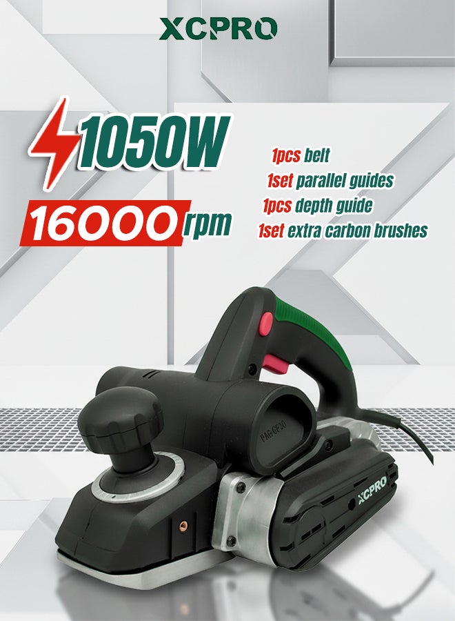 XCPRO 1050W Electric Planer 220V, 16000RPM, Adjustable Depth, Aluminum Base, Woodworking Tool - Image 1