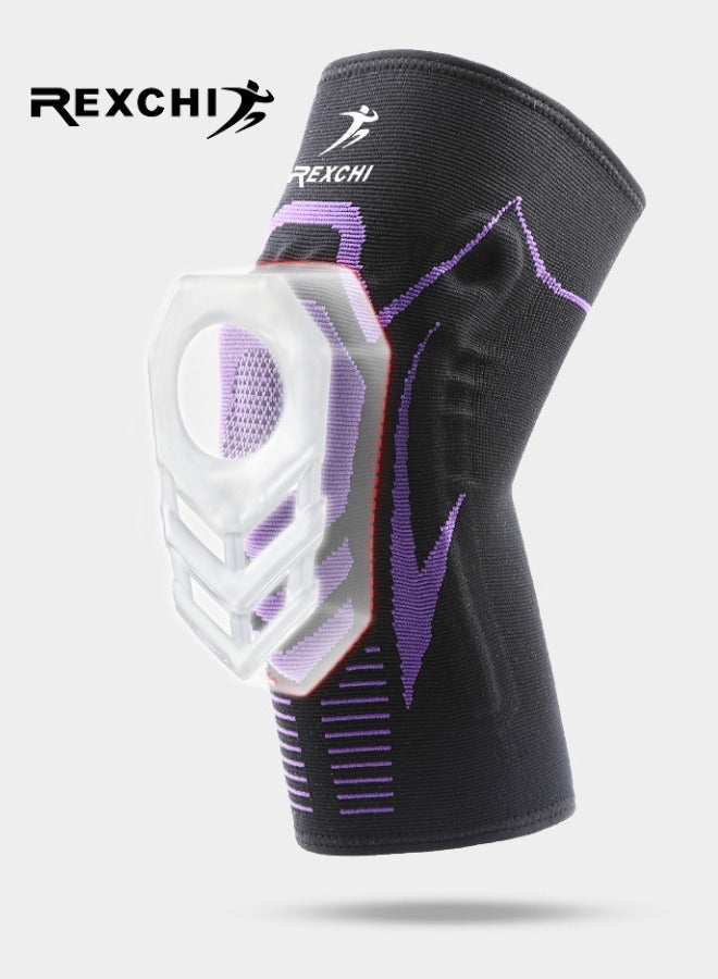 REXCHI Professional Knee Brace for Pain Relief, 1 Pack Knee Compression Sleeve for Men & Women, Knee Pad with Side Stabilizers & Patella Pad for Sport, Workout, Meniscus Tear, Arthritis, ACL, Joint Pain Relief (Large, Black/Purple) - Image 2